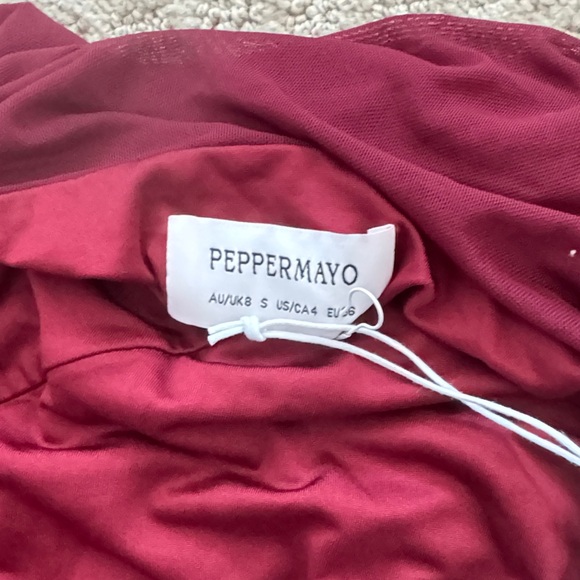 Pepper mayo pari mulberry Women’s Halter Neck Burgundy Dress - Picture 2 of 6